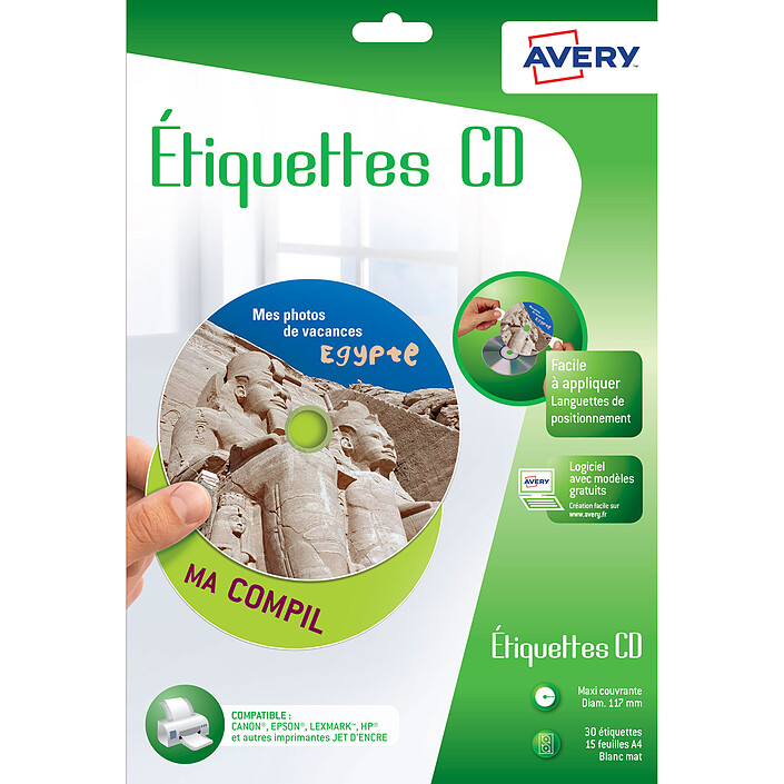 Avery Etiquettes CD 117 x 117 mm x 30