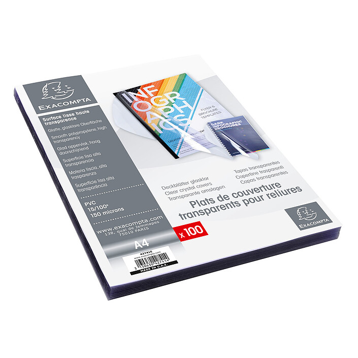 Exacompta Plat de couverture transparent A4 x 100