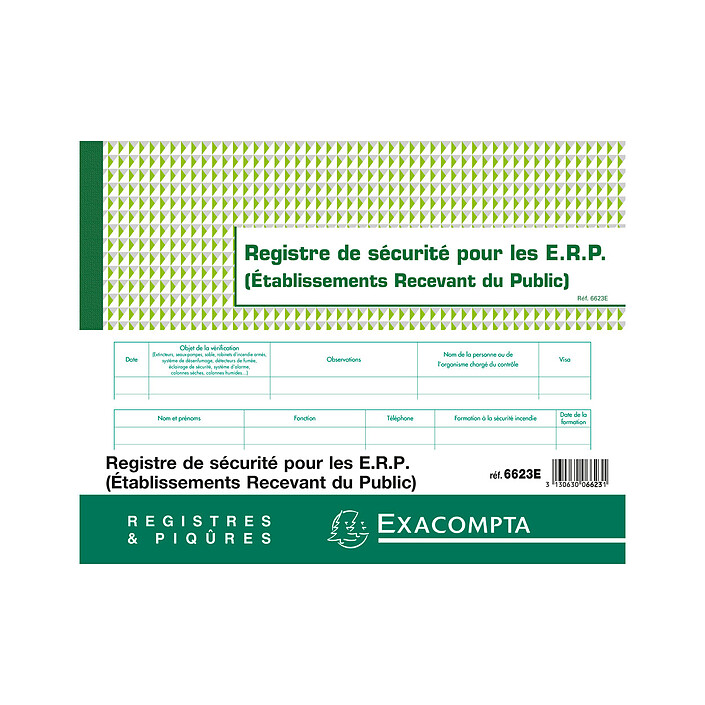 Exacompta Registre de Sécurité pour les ERP