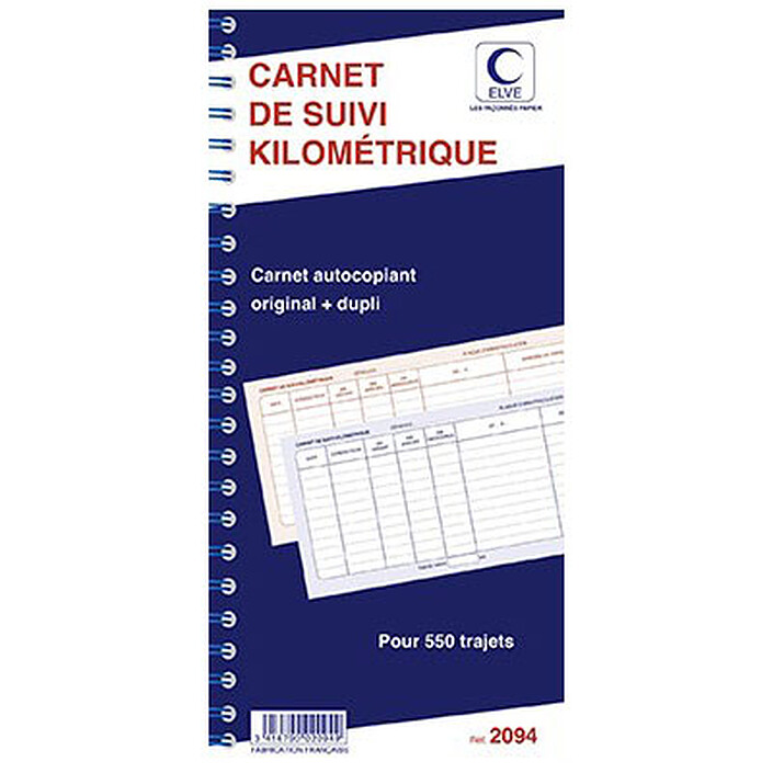 Elve Carnet de suivi kilométrique 297 x 140 mm