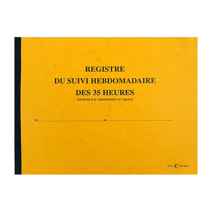 Elve Registre Suivi hebdomadaire du temps de travail 250 x 320 mm