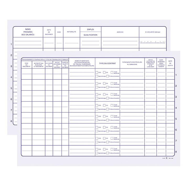 Avis Elve Registre Unique d'inscription du personnel et des stagiaires 210 x 297 mm