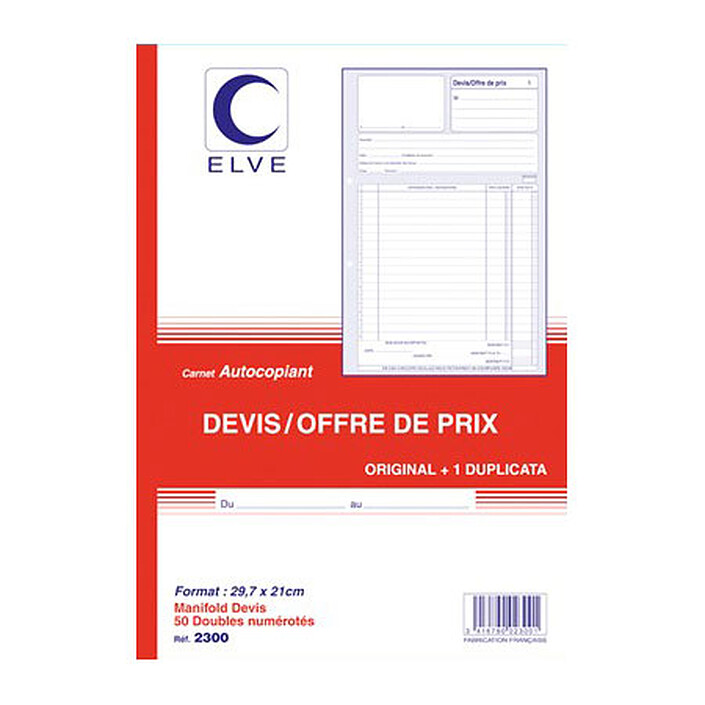 Elve Carnet Devis 50 feuillets 
