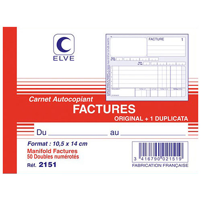 Elve Carnet de Factures 140 x 105 mm