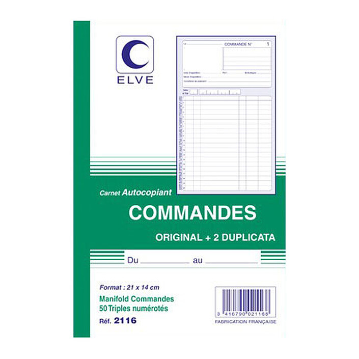 Elve Carnet de Commandes, 50 feuillets tripli A5