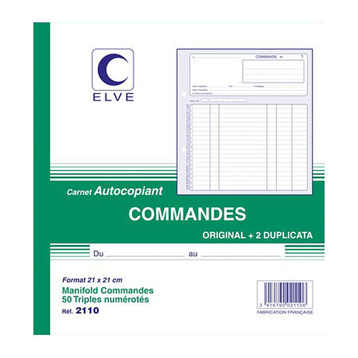 Elve Carnet de Commandes, 50 feuillets tripli 210 x 210 mm
