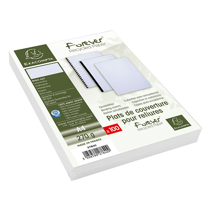Exacompta Plats de couverture grain cuir blancs A4 x 100