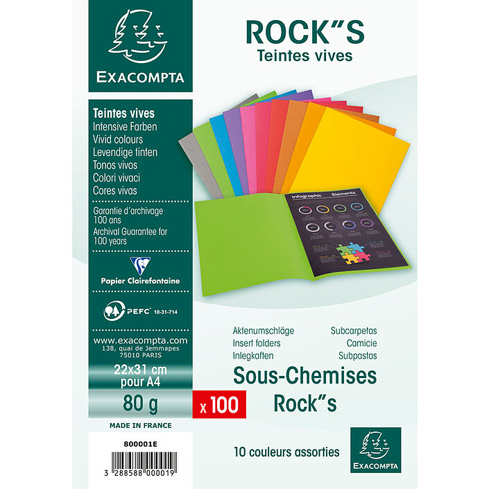 Avis Exacompta Sous chemises Rock"s 80 Assortis x 100