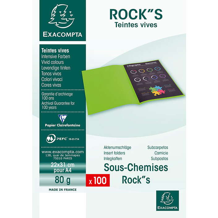 Acheter Exacompta Sous chemises Rock"s 80 Blanc x 100