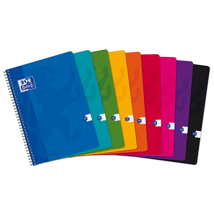 Oxford Cahier Spirale 180 pages grands carreaux Seyès coloris aléatoires