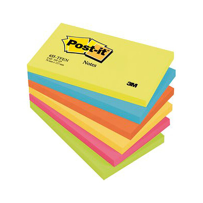 Post-it Bloc 100 feuillets 76 x 127 mm Energiques x 6