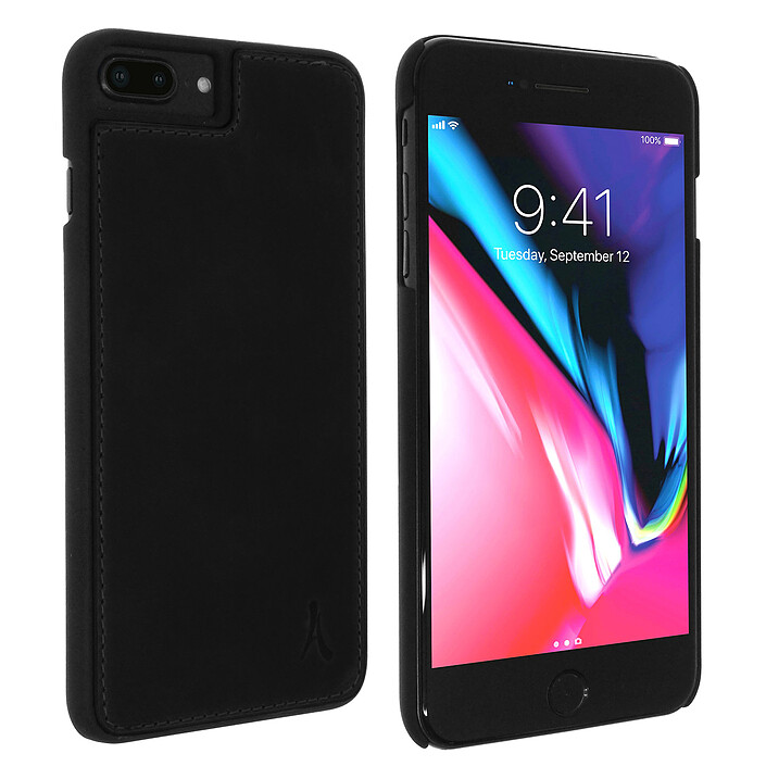 Akashi Coque Cuir Italien Noir iPhone 8