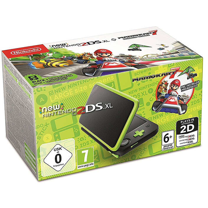 Nintendo New 2DS XL (Noir/Citron) + Mario Kart 7