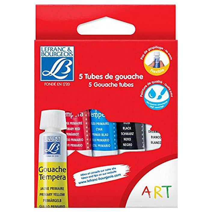 Lefranc Bourgeois Boîte 5 Tubes Gouache Assortis