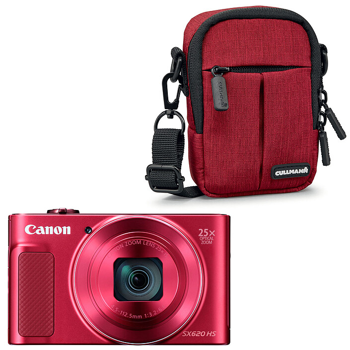 Canon PowerShot SX620 HS Rouge + Cullmann Malaga Compact 300 Rouge