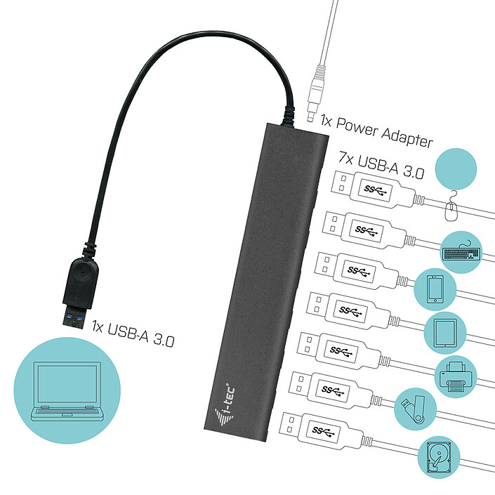 Acquista i-tec USB 3.0 Metal Charging Hub 7 Porte (U3HUB778)