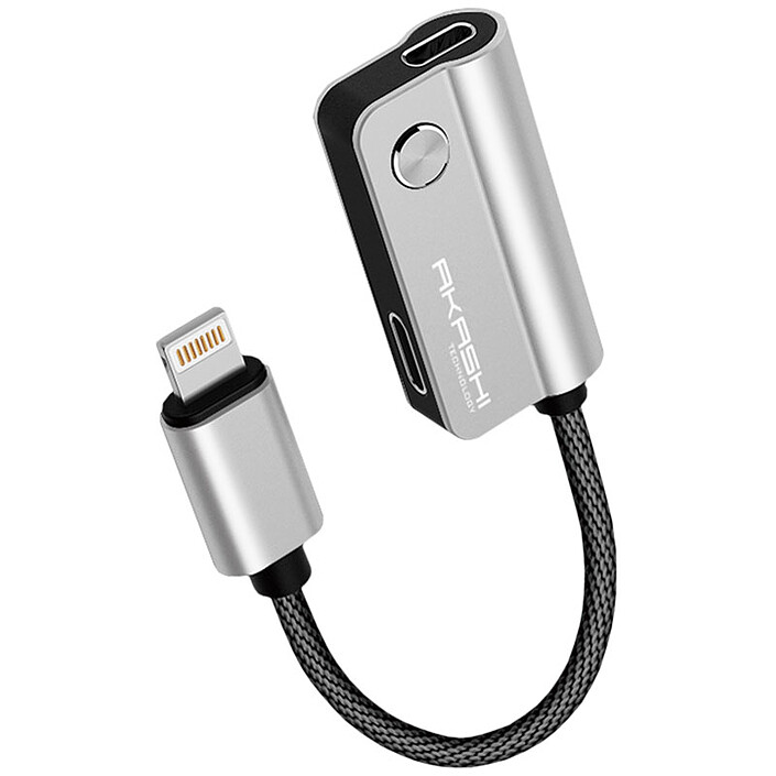 Akashi Adaptateur Audio Double Lightning Audio + Charge