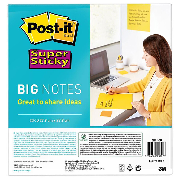 Post-it Big Notes Super Sticky 279 x 279 mm