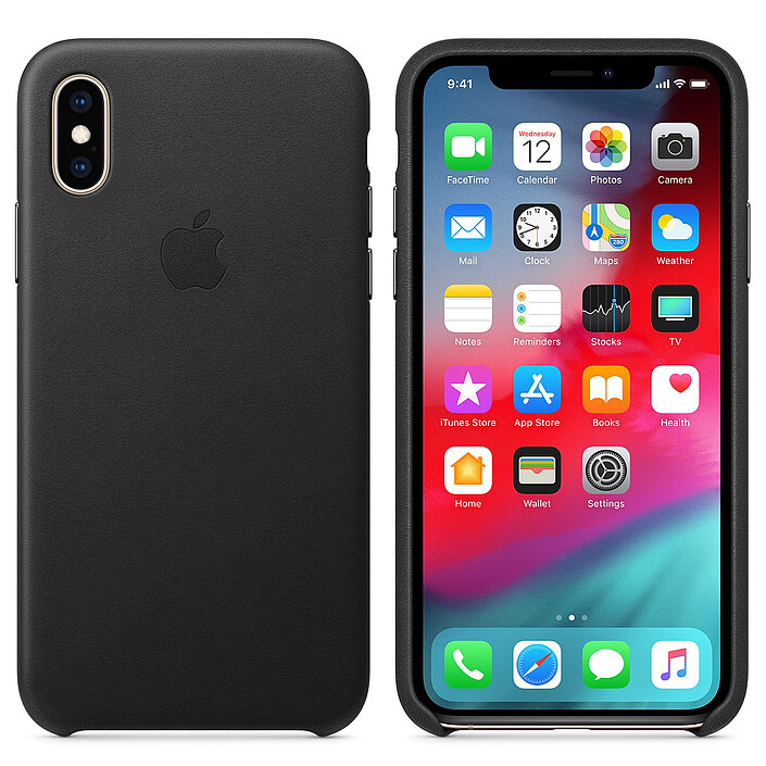 Custodia in pelle nera per Apple iPhone Xs