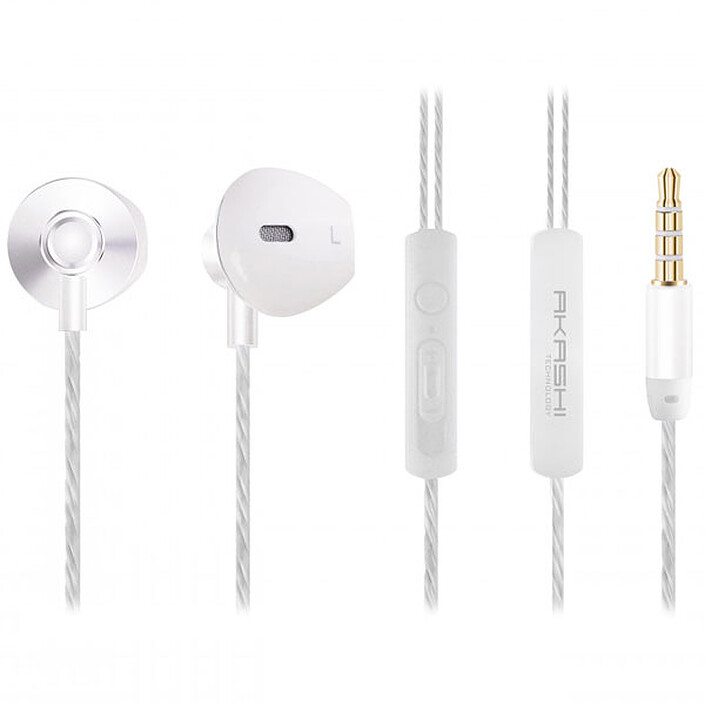 Akashi Ecouteurs Intra avec Micro Blanc