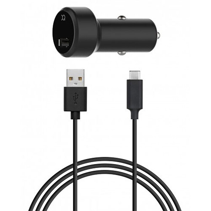 xqisit Car Charger 2.4A USB Câble USB-C Noir