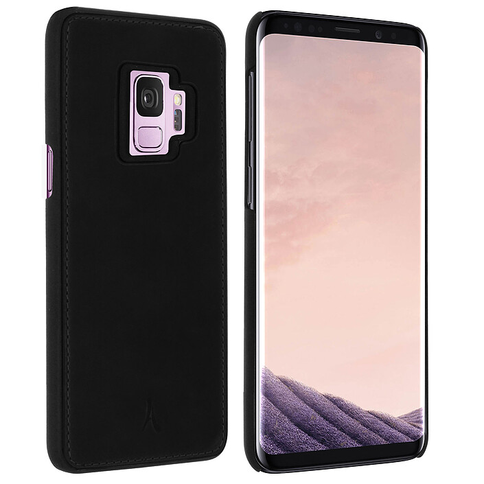 Akashi Coque Cuir Italien Noir Galaxy S9
