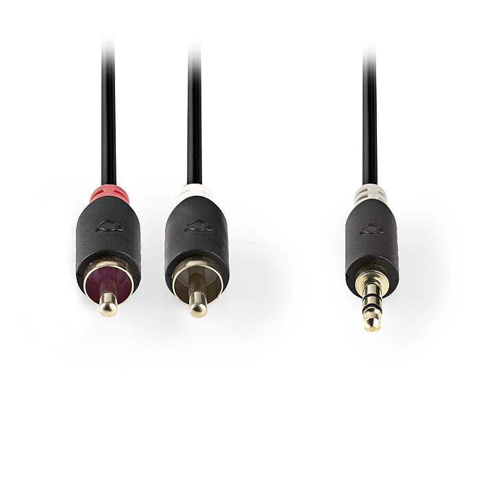 Nedis Câble Audio Stéréo Jack 3.5 mm vers 2 x RCA mâle - 2 mètres