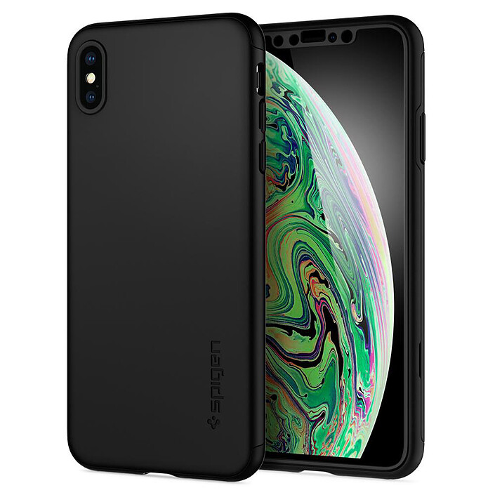 Spigen Thin Fit 360 + Vitre de protection Noir iPhone Xs Max