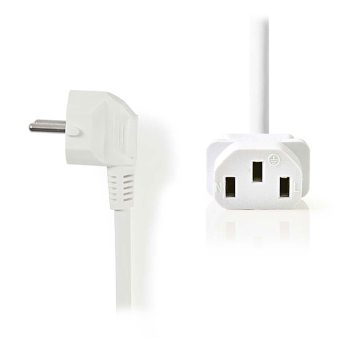Nedis Cable de alimentación para PC, monitor y SAI blanco - 2 mètres