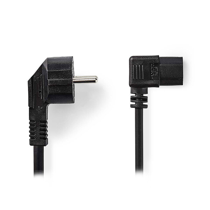 Nedis Angled power cable for PC, monitor and UPS black - 10 meters