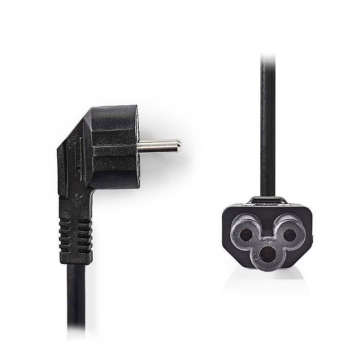 Nedis 3-core power cable black - 5 meters - Angled
