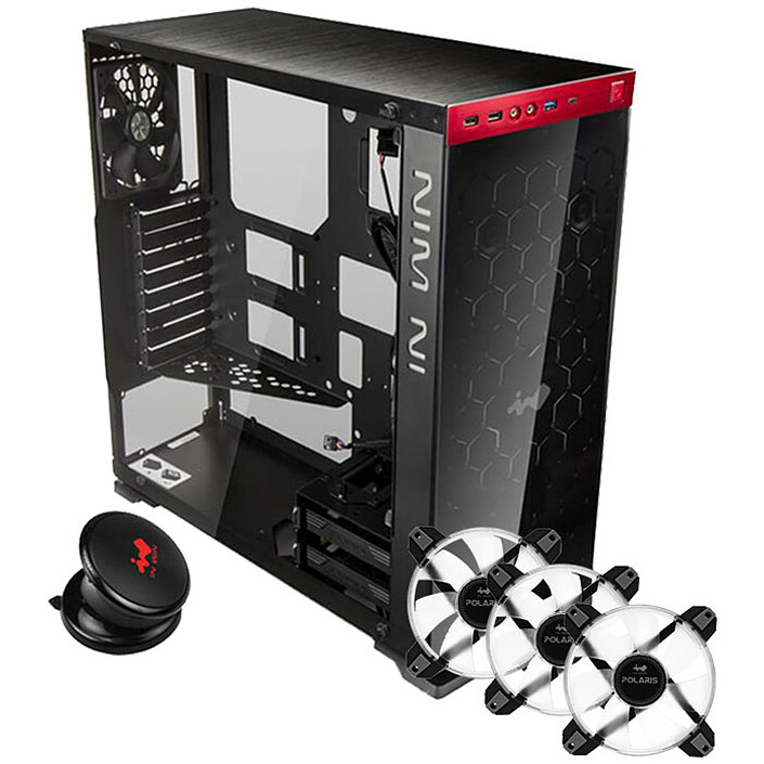 IN WIN 805C Black/Red + iEar + Polaris RGB x 3 OFFERTS !