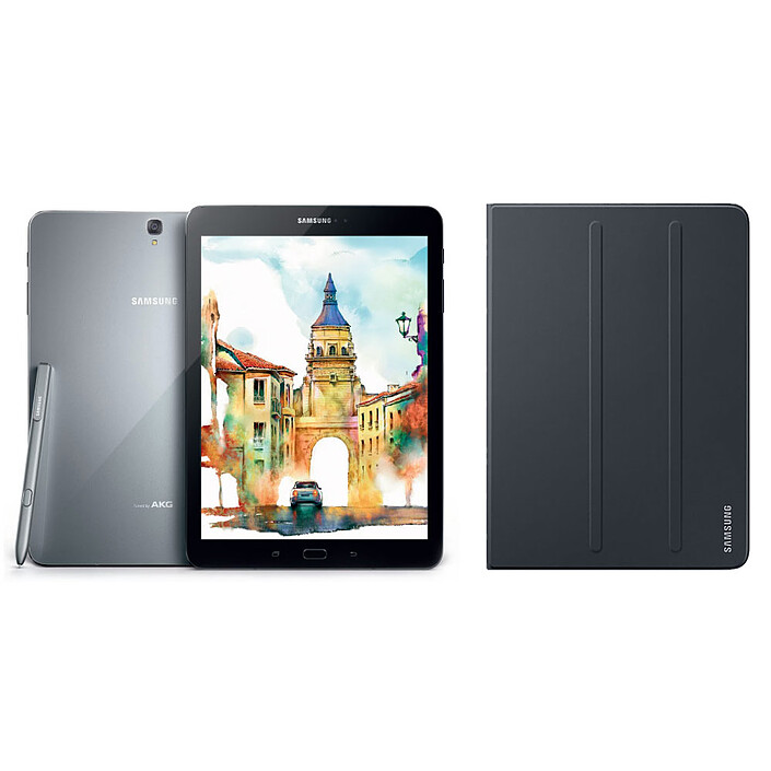 Samsung Galaxy Tab S3 9.7" SM-T820 32 Go Argent + Book Cover EF-BT820 Noir