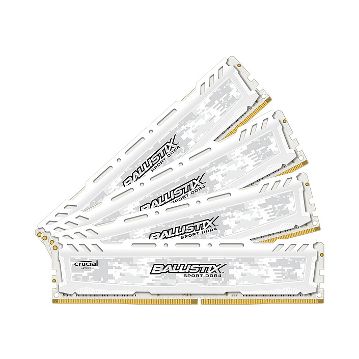Ballistix Sport LT 64 Go (4 x 16 Go) DDR4 3200 MHz CL16 - Blanc