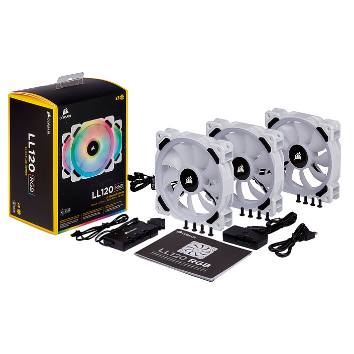 Corsair LL Series LL120 RGB Triple Pack - Blanc pas cher
