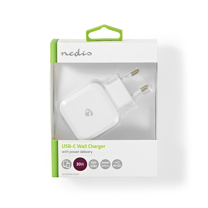 Nedis Chargeur mural USB-C 30W (Blanc) pas cher