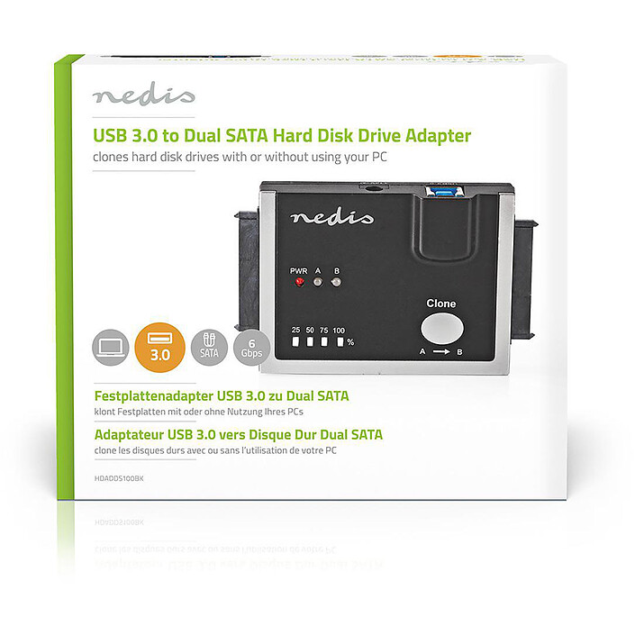 Nedis USB 3.0 to Dual SATA Hard Disk Driver Adapter pas cher