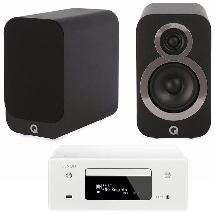 Denon CEOL N10 Blanc - Sans HP + Q Acoustics 3010i Noir