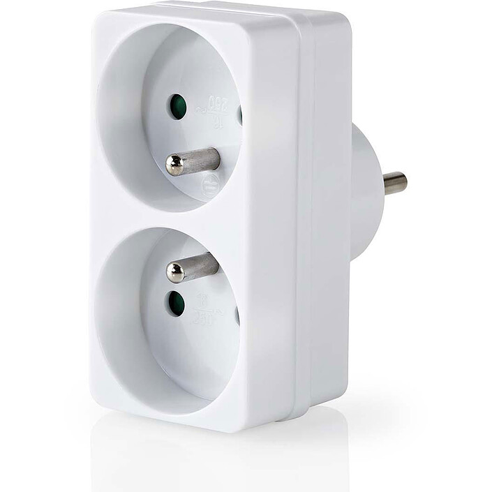 Nedis 2-socket wall-mounted power strip (White)