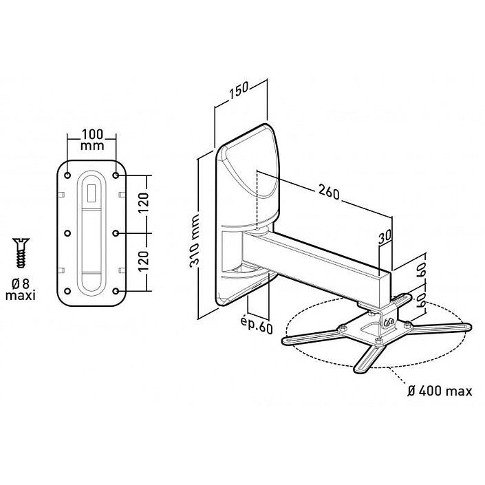 Support mural vidéoprojecteur