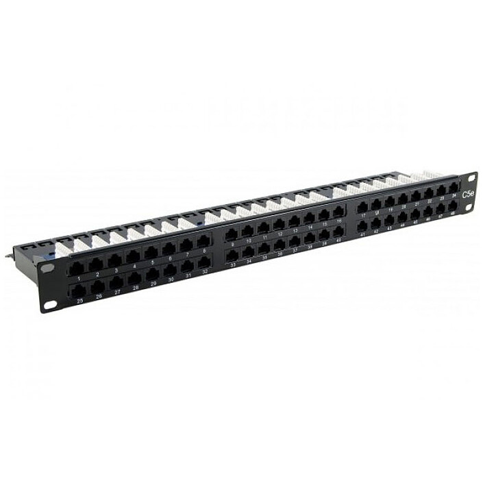 Panneau de brassage 48 ports catégorie 5e UTP pour coffret / armoire / baie 19''