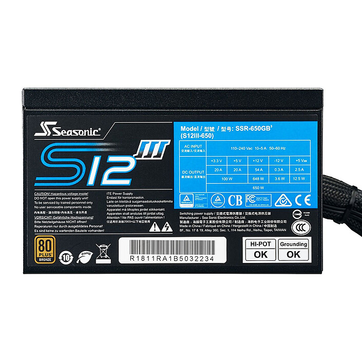 Seasonic S12III-550 80+ 80PLUS Bronze pas cher