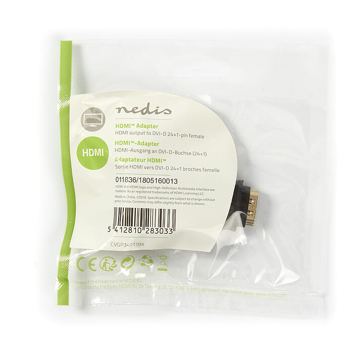 Nedis Adaptateur HDMI/DVI-D (Femelle / Femelle) pas cher
