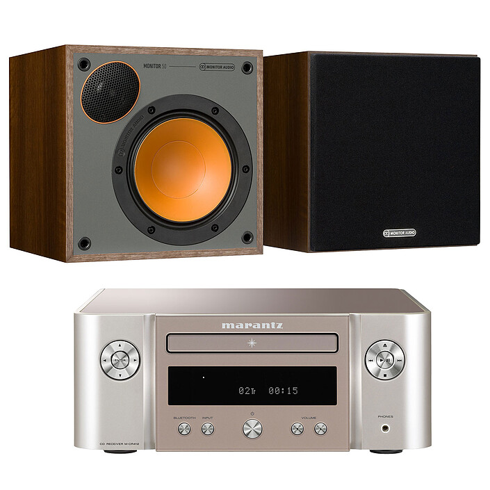 Marantz Melody M-CR412 Argent/Or + Monitor Audio Monitor 50 Noyer