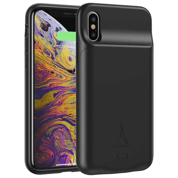 Akashi Coque Batterie Sans Fil Noire iPhone X/Xs