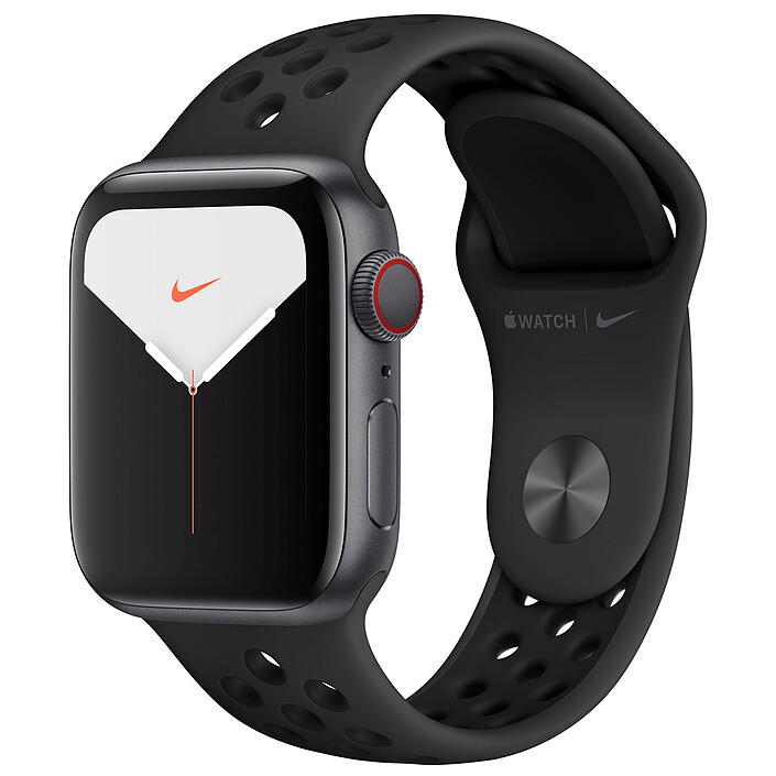 Apple Watch Series 5 Nike GPS + Cellular Aluminium Gris Sidéral Bracelet Sport Noir 40 mm