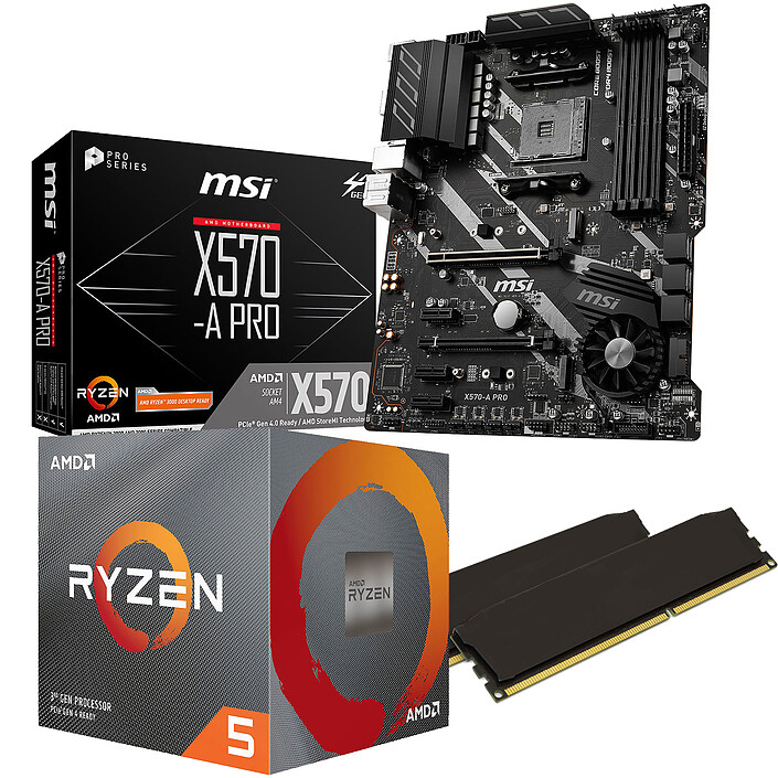 CPU MSI X570-A PRO + Ryzen 5 3600 Kit Upgrade PC AMD Ryzen 5 3600 MSI X570-A PRO 16 Go - Kit upgrade