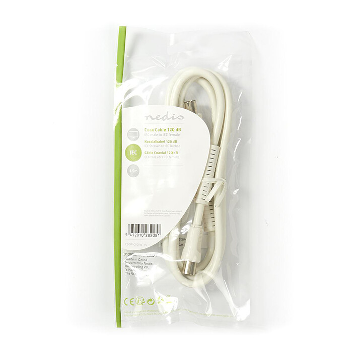 Avis Nedis Câble coaxial 120 dB mâle/femelle pour antenne TV (1.5 mètre)