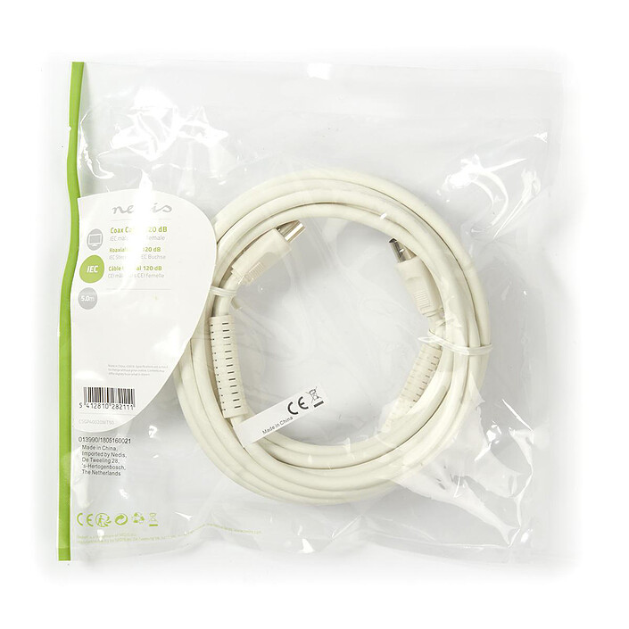 Avis Nedis Câble coaxial 120 dB mâle/femelle pour antenne TV (5 mètres)