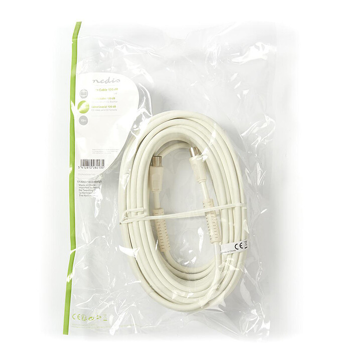 Avis Nedis Câble coaxial 120 dB mâle/femelle pour antenne TV (15 mètres)